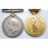 A WW I British War and Victory pair, naming 22158 PTE. A.V. SALMON. R. WAR. R., together with a WW