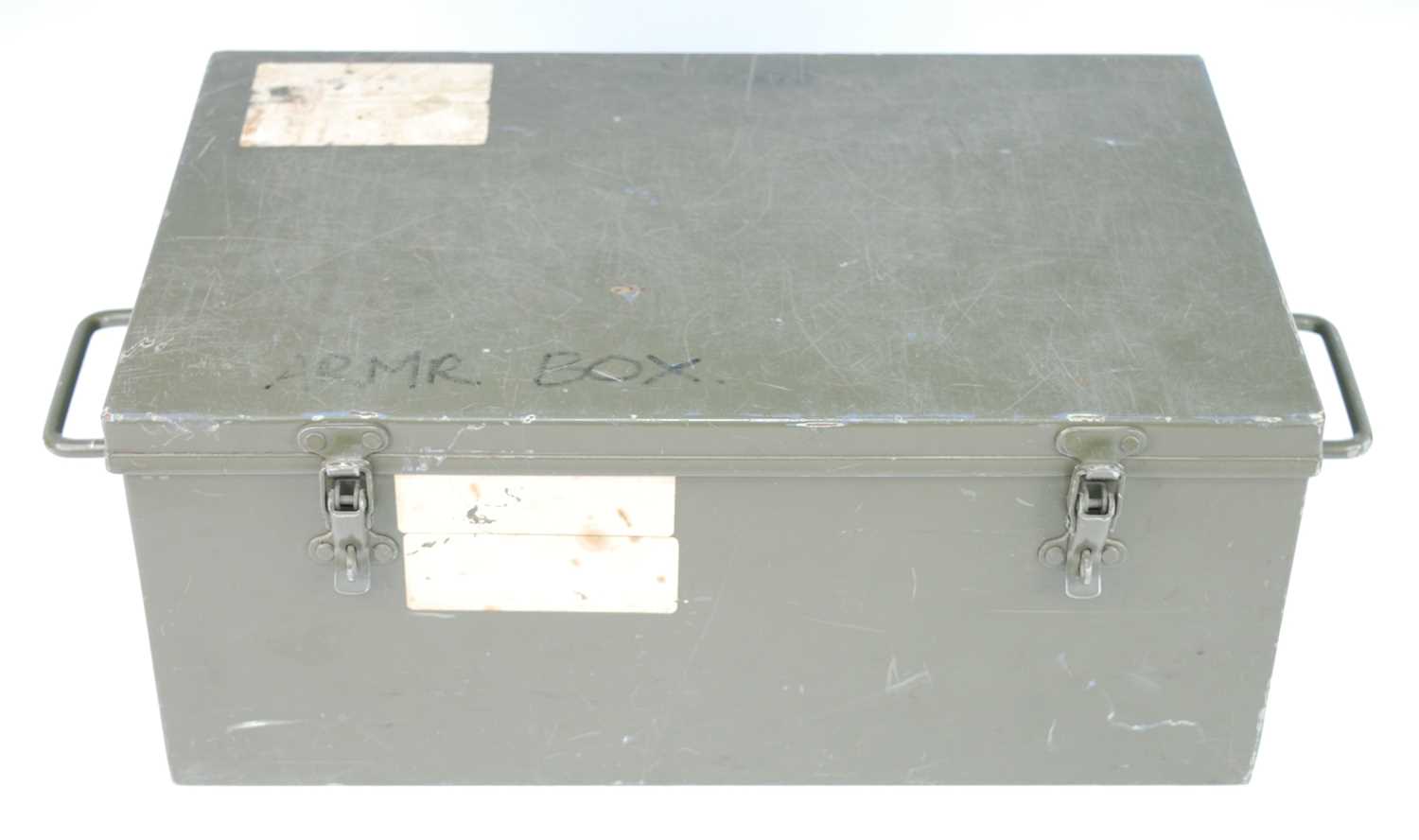 A wooden russian 7.62mm short ammunition box, together with two green painted aluminium boxes, - Image 5 of 6