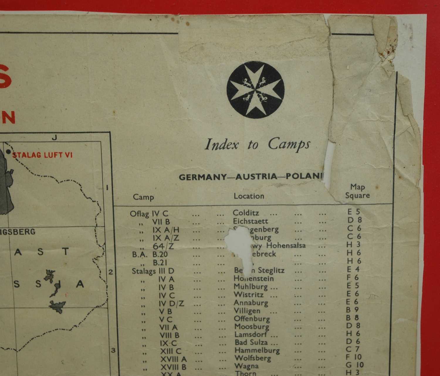 A WW II map of Northern Europe, British Prisoner of War Camps, Published by The Red Cross & St - Image 2 of 3