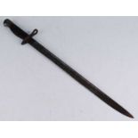 A 1913 pattern Remington bayonet, the 43cm single edged fullered blade stamped to the ricasso
