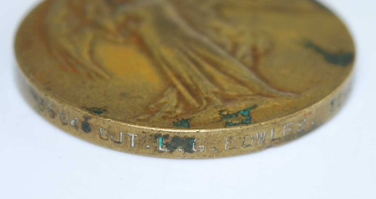 A WW I Victory medal, naming 3604 SJT. L.G. BOWLES. 20-LOND. R., together with a George V 1911 - Image 2 of 2