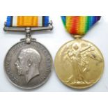 A WW I British War and Victory pair, naming 18739 PTE. G.W. HOWE SUFF. R. (2)