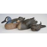 A carved pine and painted model of a tufted duck, signed verso John Keeble Brantham and dated