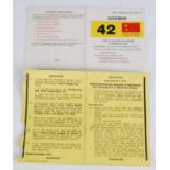A Cold War Soxmis Vehicle Sighting Procedure card, together with an Instructions by the Director