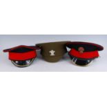 A No.1 Dress Household Cavalry Troopers peaked visor cap, together with two others for the Welsh