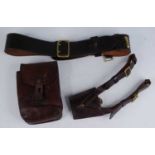 A late 20th century leather Sam Browne belt, stamped to the interior H & S (Lon) Ltd, 1985, size