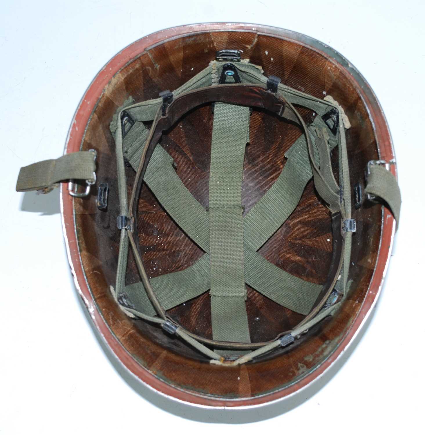 A U.S. M1 steel helmet, marked II to the front, having a canvas liner and chin strap. - Bild 2 aus 2