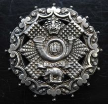 A late Victorian silver brooch for the Highland Light Infantry, maker F. Narborough, Birmingham,