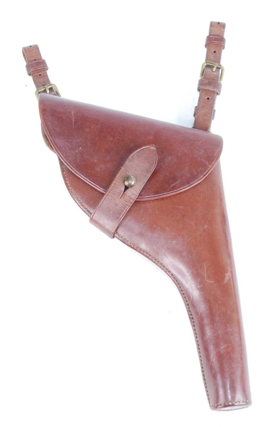 A Webley pattern brown leather holster, with belt straps.