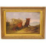 English school, late 19th century, fox with mallard, oil on canvas, signed indistinctly lower right,