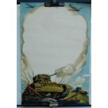 Two WW II National Savings Commitee posters, the first showing a tank with plume of smoke left blank
