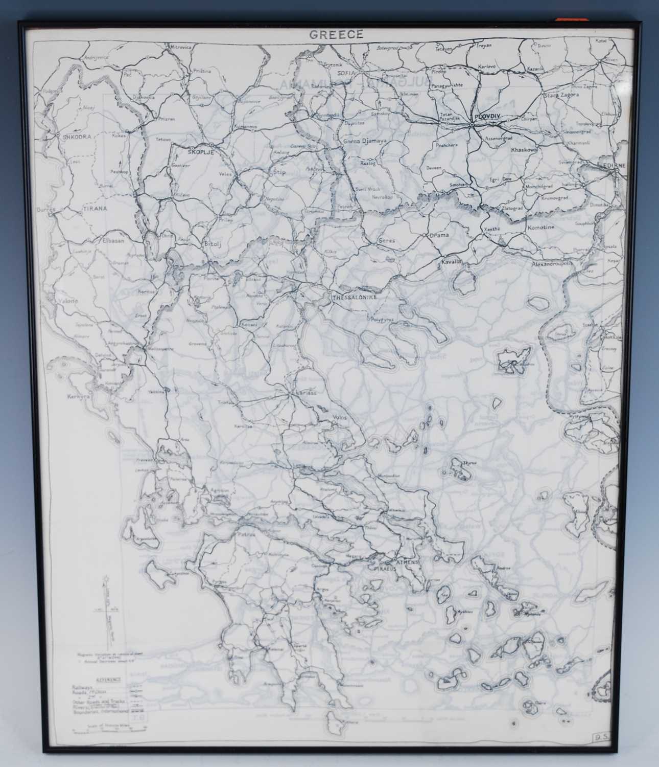 A WW II double sided silk map of North Africa, scale 1:3,000.000 or 47.34 English miles to an - Image 7 of 9