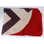 A large German Third Reich NSDAP flag, having a double sided white cotton panel with stitched