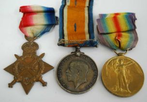 A WW I trio to include 1914-15 Star, British War and Victory, naming M2-074794 PTE. W. TENNANT. A.
