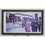 A colour photographic print of Adolf Hitler at the launching of a ship (possibly the Bismarck)