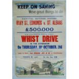 A post WW II National Savings poster relating to Bury St Edmunds, Keep On Saving We've great