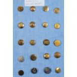 A large collection of fox hound and beagle hunt buttons, arranged alphabetically from G-L with