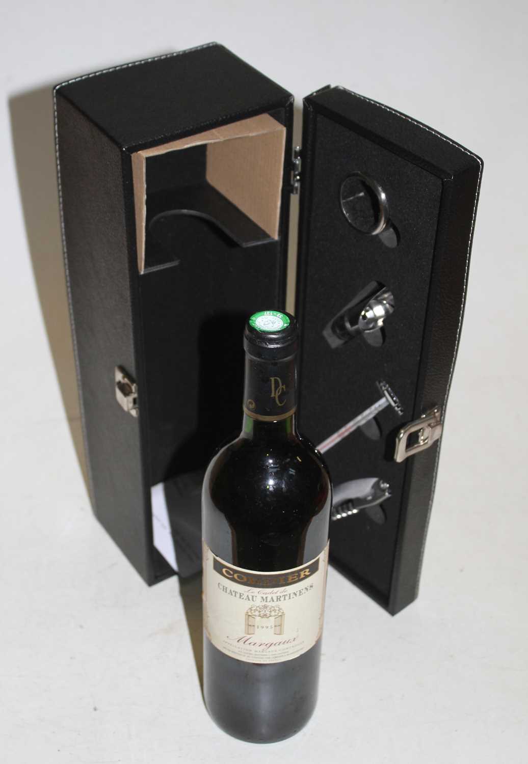 Château Martinens, 1995, Margaux, one bottle in leather gift box with stopper, funnel, thermometer