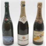 Bouvet-Ladubay Carte Blanche, one bottle; Barancourt 1986 vintage champagne, one bottle; and