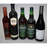 Stones Original Green Ginger Wine, two bottles; Cassis Blackcurrant Liqueur, one bottle; McGuigan