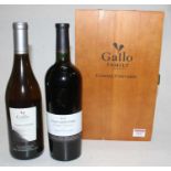 Gallo Family Vineyards presentation case containing a bottle of 2002 Cabernet Sauvignon and a bottle