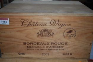Château Vigier, 2003, Bordeaux, six bottles (OWC)
