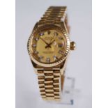 A lady's Rolex 18ct gold Oyster Perpetual datejust superlative chronometer officially certified