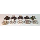 A collection of ten late 19th/early 20th century Aynsley and Coalport coffee cans and saucers, the
