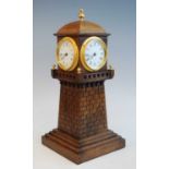 Henry Marc of Paris - a late 19th century oak four dial lighthouse clock, the four white enamel