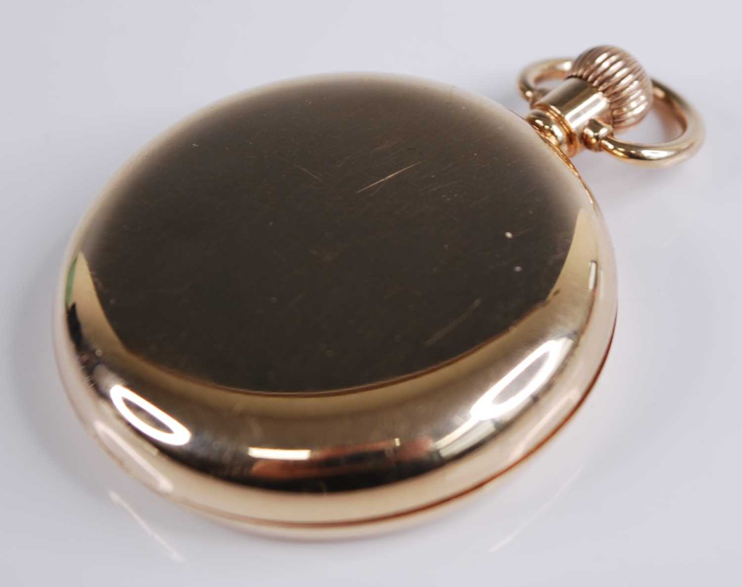 A gent's Rolex 9ct gold cased open faced pocket watch, having a signed white enamel Arabic dial with - Image 2 of 3