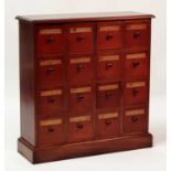 A Victorian style mahogany apothecary chest, having four flights of four annotated drawers, w.