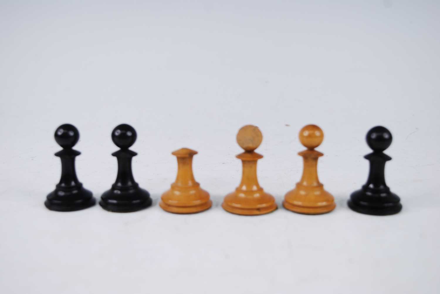 A late 19th century Jacques Staunton boxwood and ebony chess set, the rooks and knights bearing a - Image 6 of 12