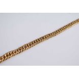 An 18ct gold curblink necklace, stamped 750, 58.2g, w.8.5mm, length 47.5cmTested as 18ct gold and