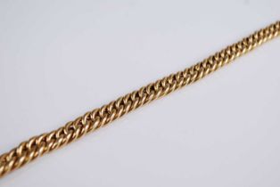 An 18ct gold curblink necklace, stamped 750, 58.2g, w.8.5mm, length 47.5cmTested as 18ct gold and