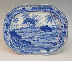 A circa 1810 Spode Indian Sporting series meat dish, in the 'Shooting at the edge of a jungle'