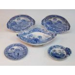 A collection of circa 1810 Spode Indian Sporting series blue and white transfer decorated wares,