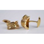 A pair of Bulgari B.01 18ct gold and diamond cufflinks, the 9mm wide half barrel shape set with