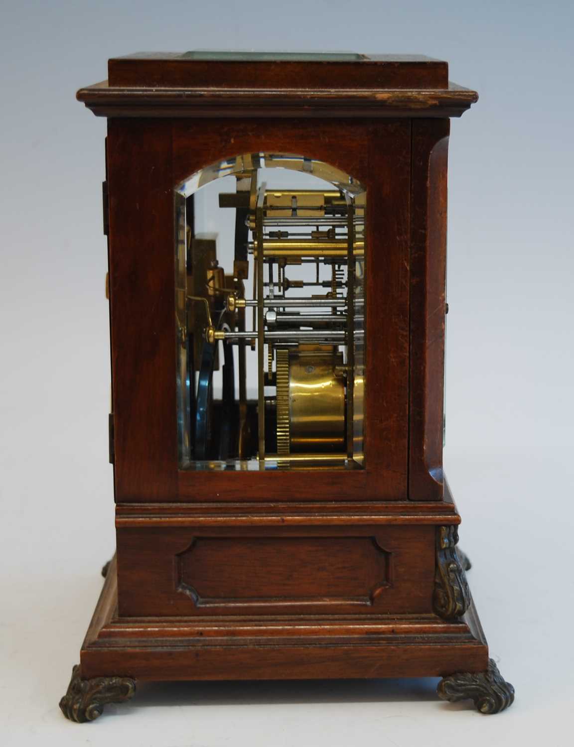 An Edwardian walnut cased four glass bracket clock by Winterhalder & Hoffmeier, signed to the - Image 7 of 8