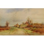 Henry John Sylvester Stannard (1870-1951) - The farm road, watercolour, signed lower left, 34 x 54cm