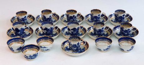 A late 18th century Chinese export blue and white porcelain matched tea and coffee service,