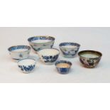 A collection of seven various tea bowls, to include three 18th century Chinese export porcelain
