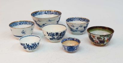 A collection of seven various tea bowls, to include three 18th century Chinese export porcelain