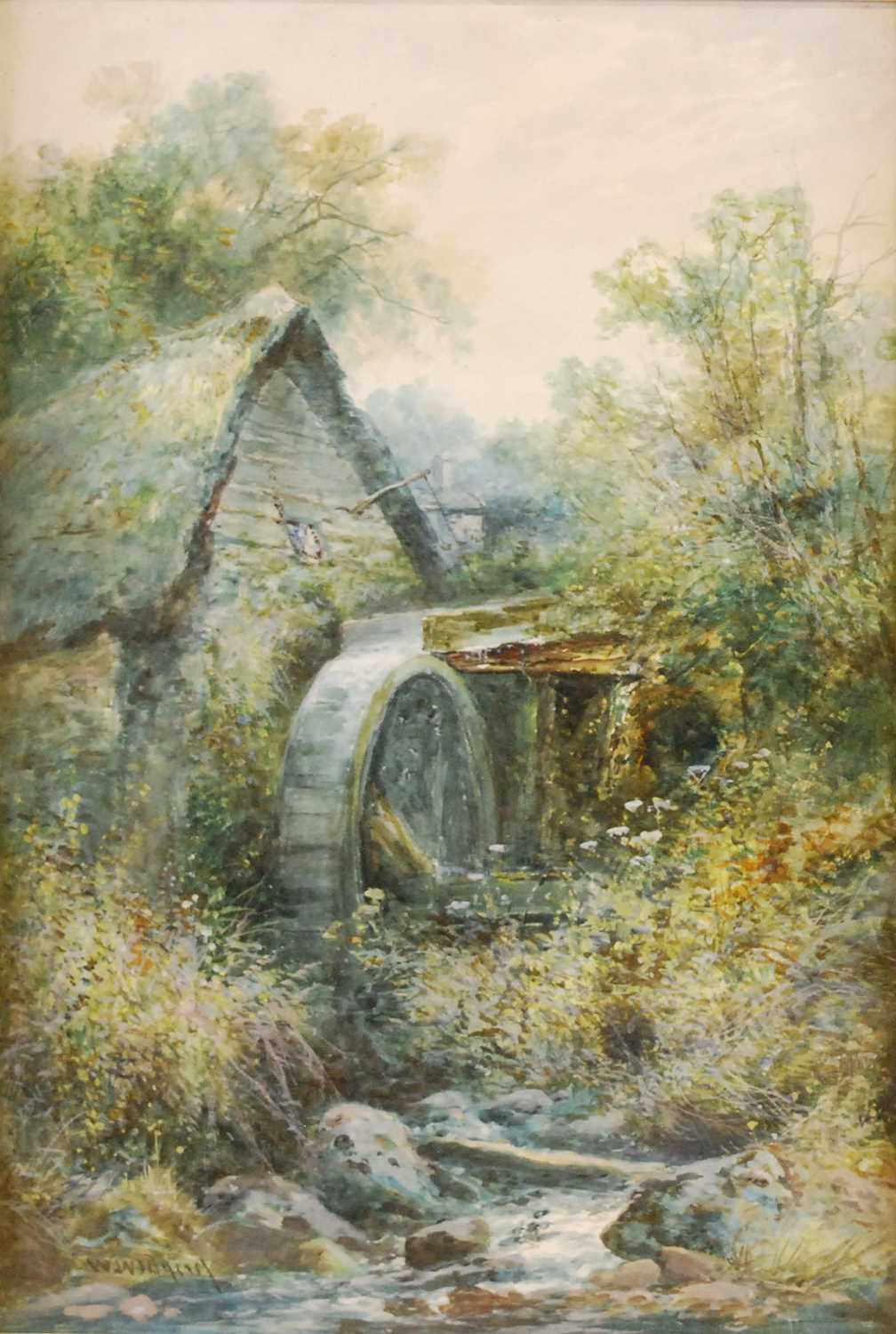 William Widgery (1822-1893) - The Watermill, watercolour heightened with white, signed lower left,