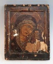 A 19th century Russian icon, depicting the Kazan Mother of God, tempera and gesso on pine panel,