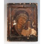 A 19th century Russian icon, depicting the Kazan Mother of God, tempera and gesso on pine panel,