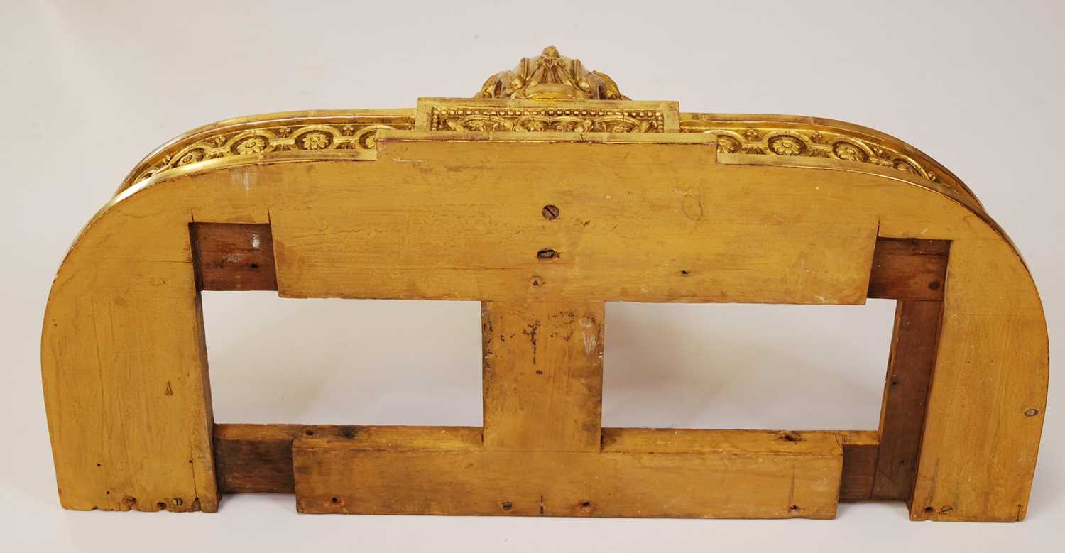 A late 19th century French giltwood console table, the recently manufactured floral decorated - Image 5 of 5