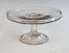 A circa 1750 glass tazza, the collar rim above a Silesian stem and a domed and folded foot, dia.23.