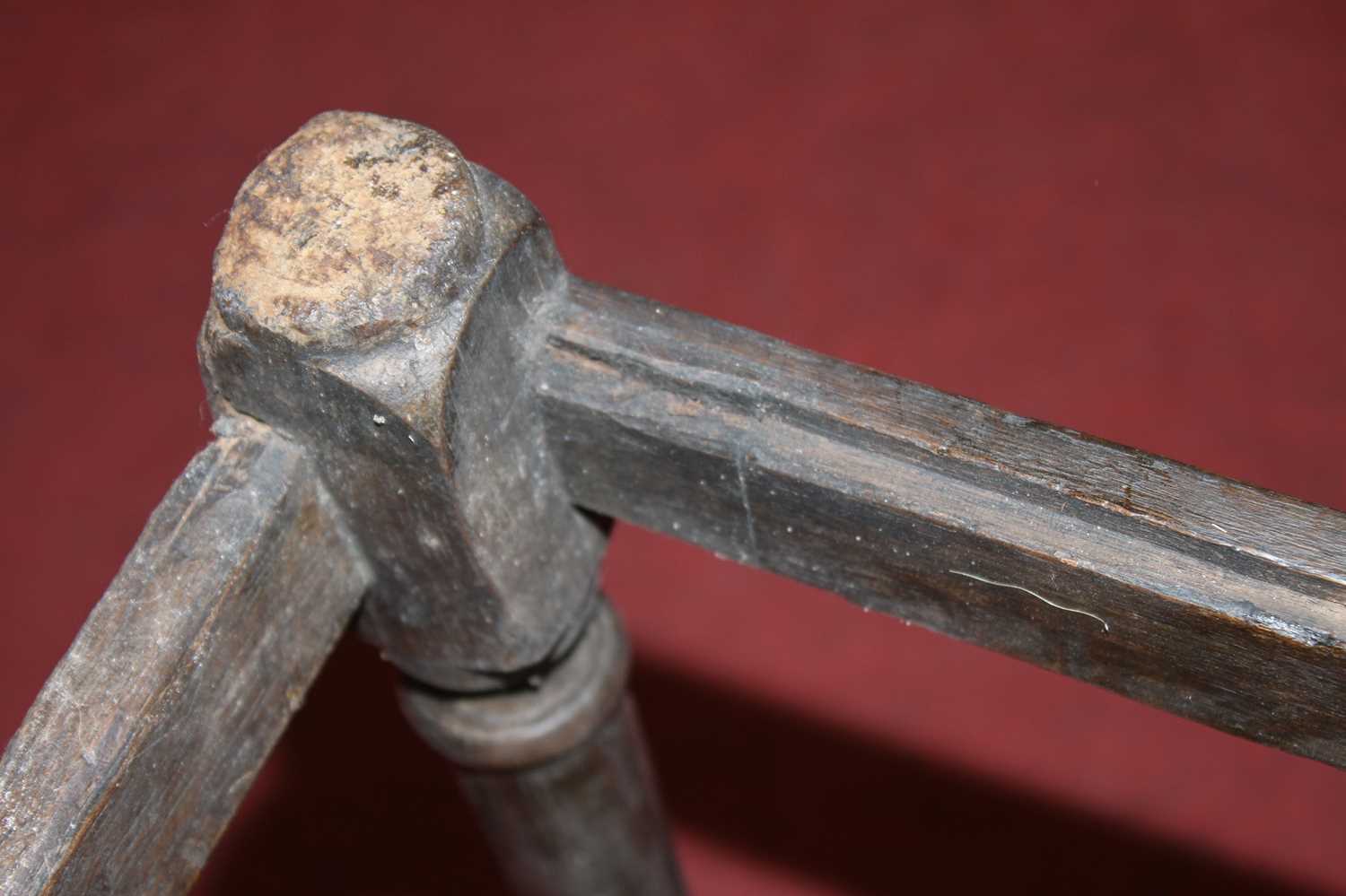 An 18th century provincial joined oak side table, having a two-plank top, raised on turned and - Bild 6 aus 12