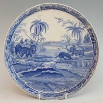 A circa 1810 Spode Indian Sporting series blue and white transfer decorated circular stand,