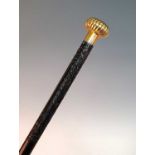 An Edwardian Brigg of London walking stick, the wrythen silver gilt handle marked 'Brigg', London